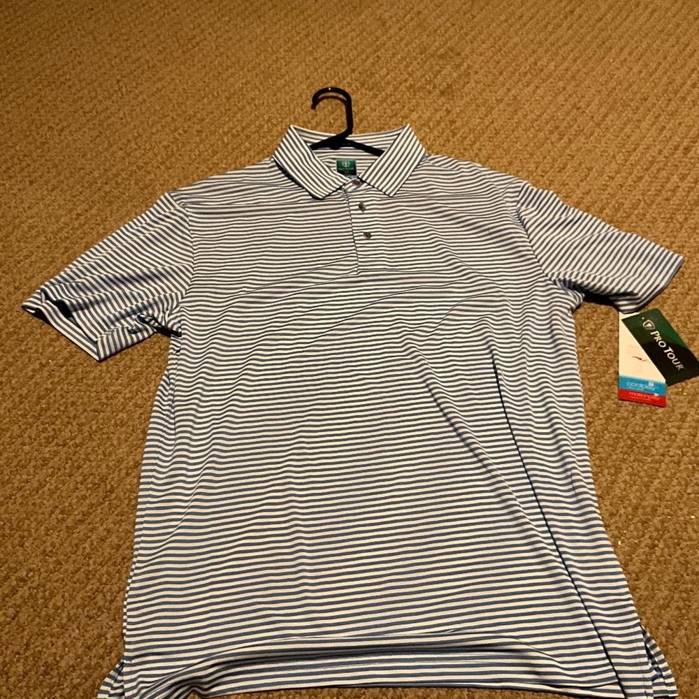 NWT Coolplay Blue and White Golf Shirt Size M